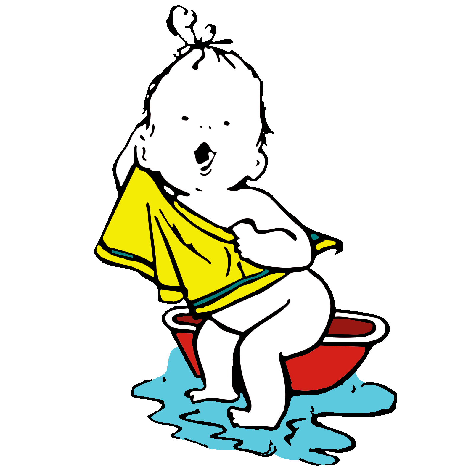 Wallner Logo Graphic - Baby standing outside a bath tub with a towel